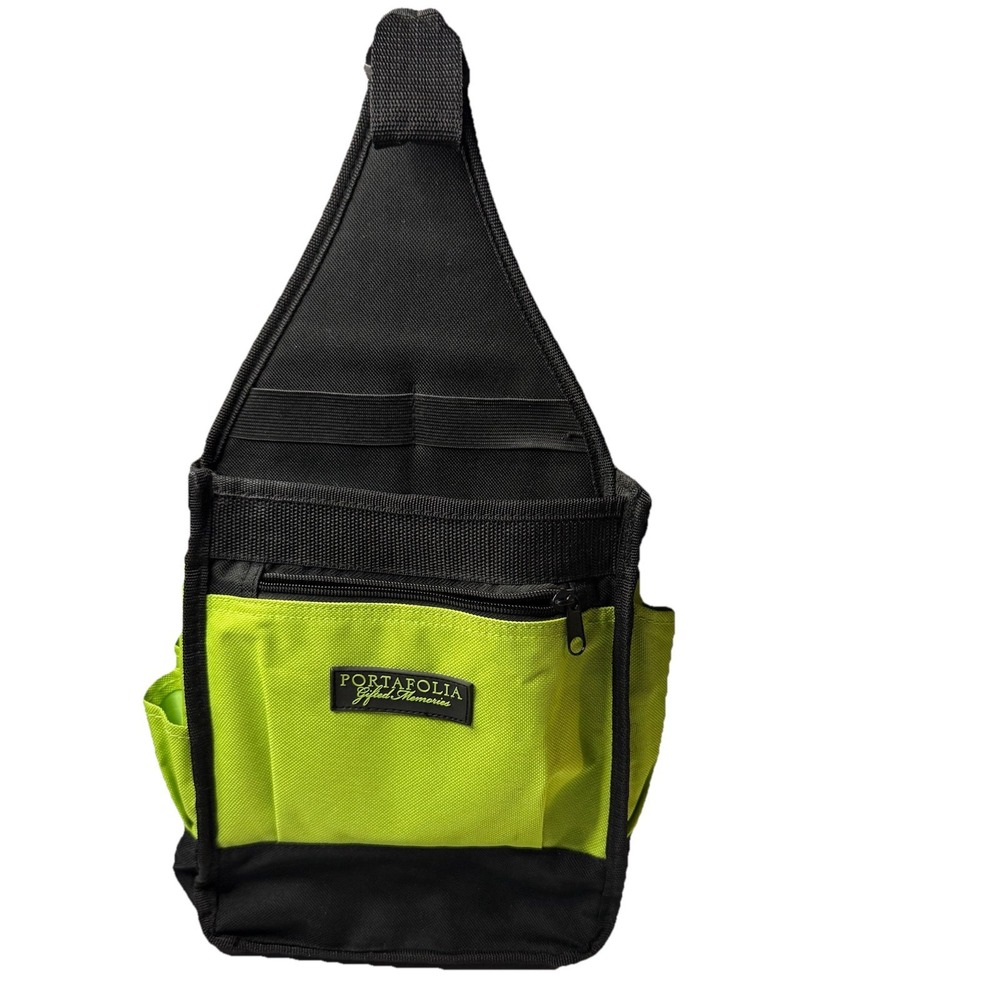 PORTAFOLIA GIFTED MEMORIES SCRAPBOOKING CRAFT BAG IN‎ LIME GREEN AND BLACK-NEW!
